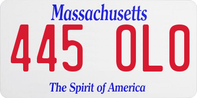 MA license plate 445OL0