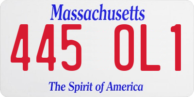 MA license plate 445OL1