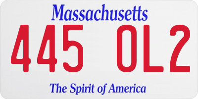 MA license plate 445OL2