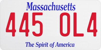 MA license plate 445OL4