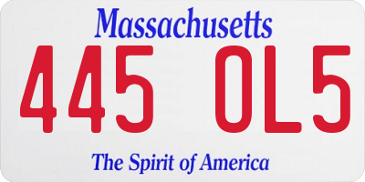 MA license plate 445OL5