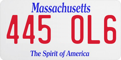MA license plate 445OL6