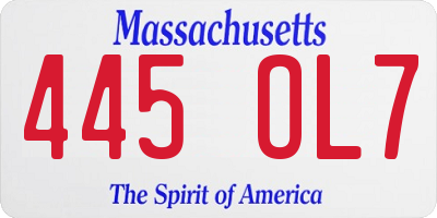 MA license plate 445OL7