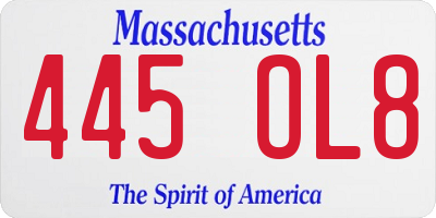 MA license plate 445OL8