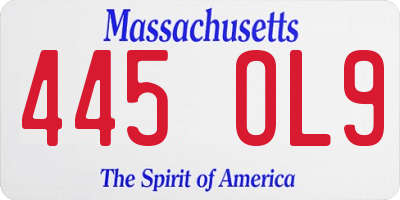 MA license plate 445OL9