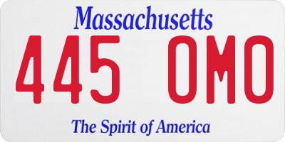 MA license plate 445OM0