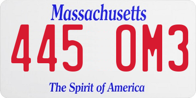 MA license plate 445OM3