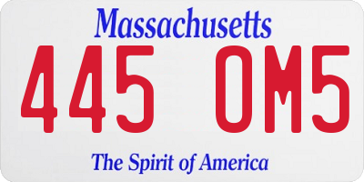 MA license plate 445OM5