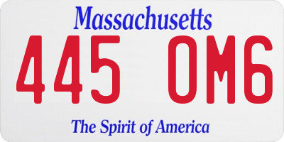 MA license plate 445OM6