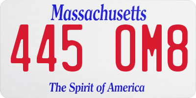 MA license plate 445OM8