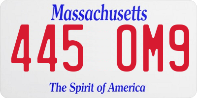 MA license plate 445OM9