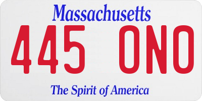 MA license plate 445ON0