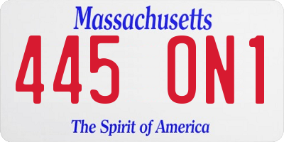 MA license plate 445ON1