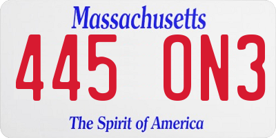 MA license plate 445ON3