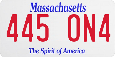 MA license plate 445ON4