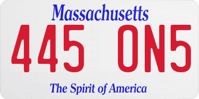 MA license plate 445ON5