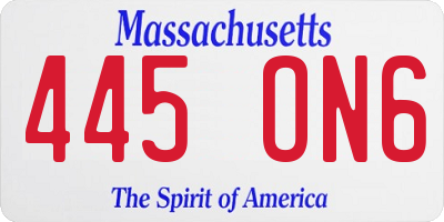 MA license plate 445ON6