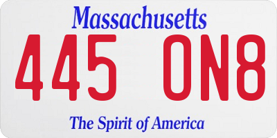 MA license plate 445ON8