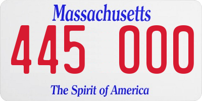 MA license plate 445OO0