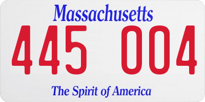 MA license plate 445OO4