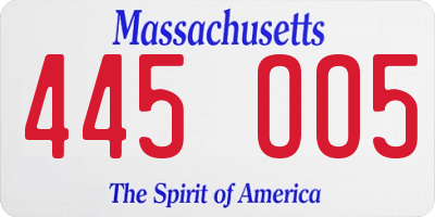 MA license plate 445OO5