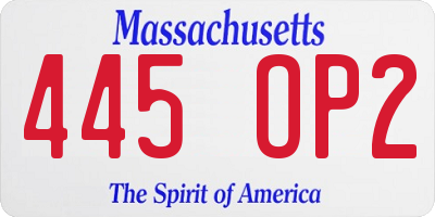 MA license plate 445OP2