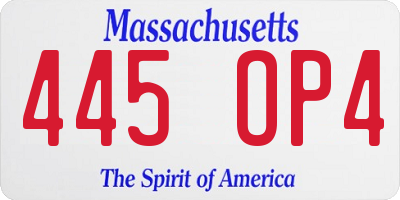 MA license plate 445OP4