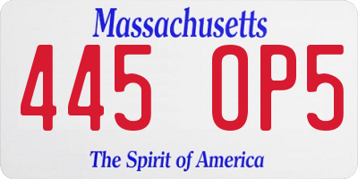 MA license plate 445OP5