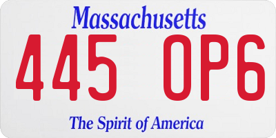 MA license plate 445OP6