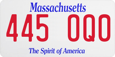 MA license plate 445OQ0
