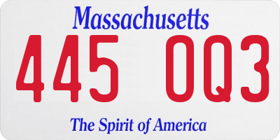 MA license plate 445OQ3