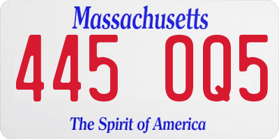 MA license plate 445OQ5