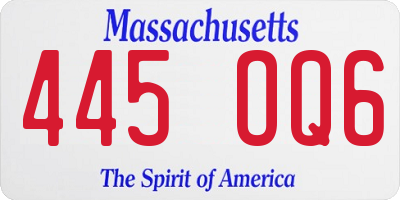 MA license plate 445OQ6