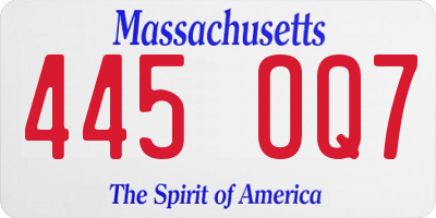 MA license plate 445OQ7