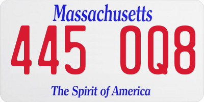 MA license plate 445OQ8