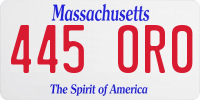 MA license plate 445OR0