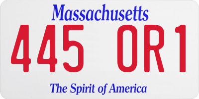 MA license plate 445OR1