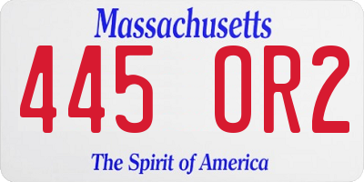 MA license plate 445OR2