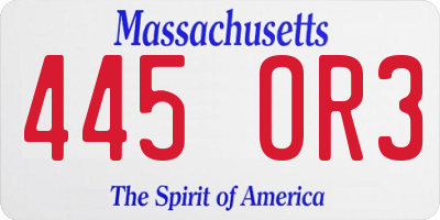 MA license plate 445OR3