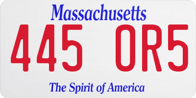 MA license plate 445OR5