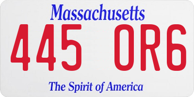 MA license plate 445OR6