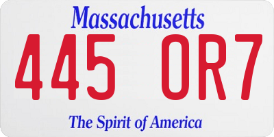MA license plate 445OR7