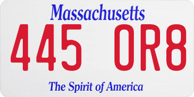 MA license plate 445OR8