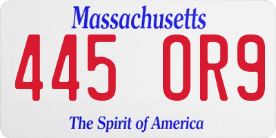 MA license plate 445OR9