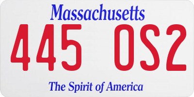 MA license plate 445OS2