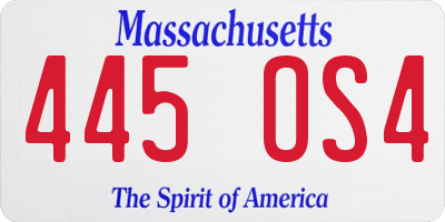 MA license plate 445OS4