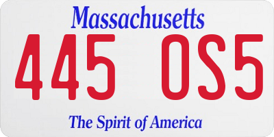 MA license plate 445OS5