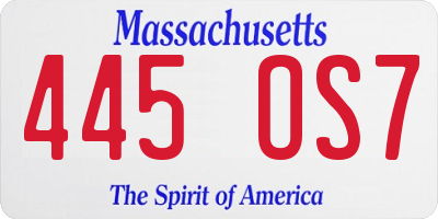 MA license plate 445OS7