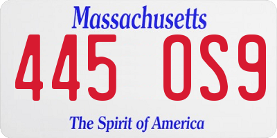 MA license plate 445OS9
