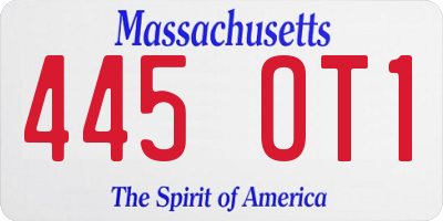 MA license plate 445OT1